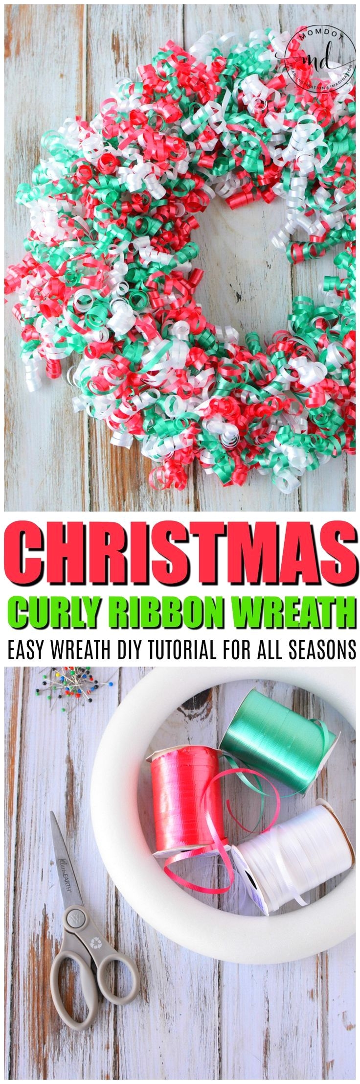 christmas wreath diy with curly korker ribbons