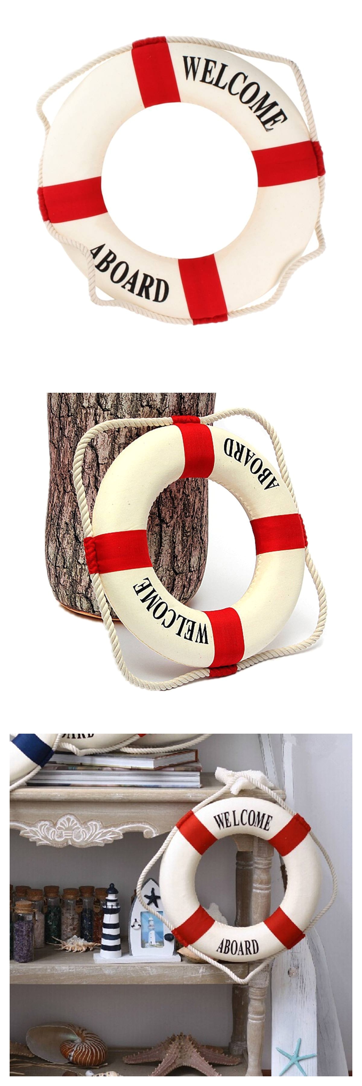 welcome aboard foam nautical life lifebuoy ring boat wall hanging home decoration red 50cm 9 61