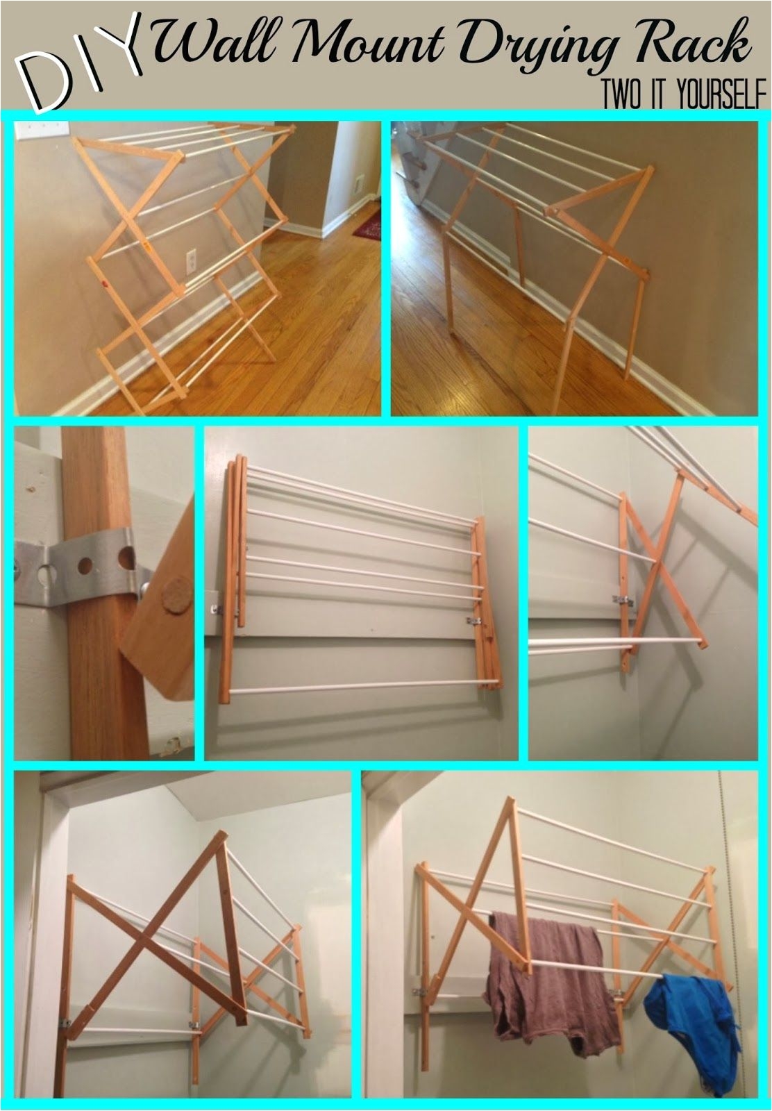 two it yourself diy laundry drying rack wall mount from floor standing