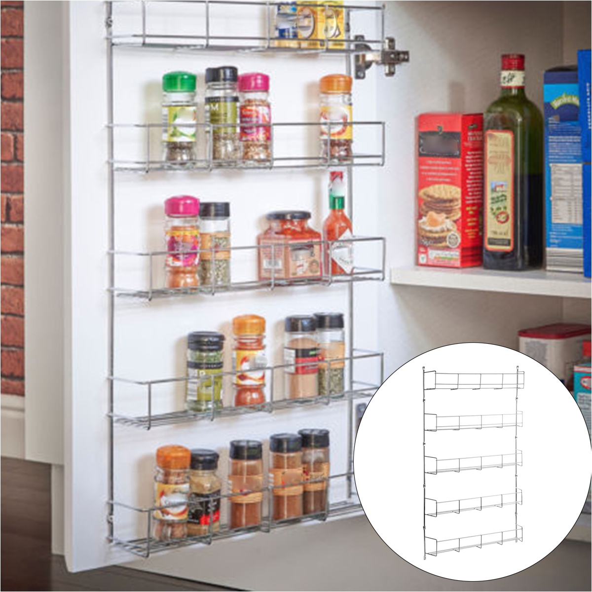 food pantry storage cabinets 5 tier kitchen spice rack cabinet organizer door wall mount storage