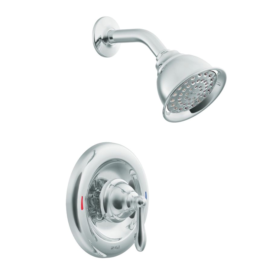 shop moen caldwell chrome 1 handle shower faucet with single function showerhead at lowes