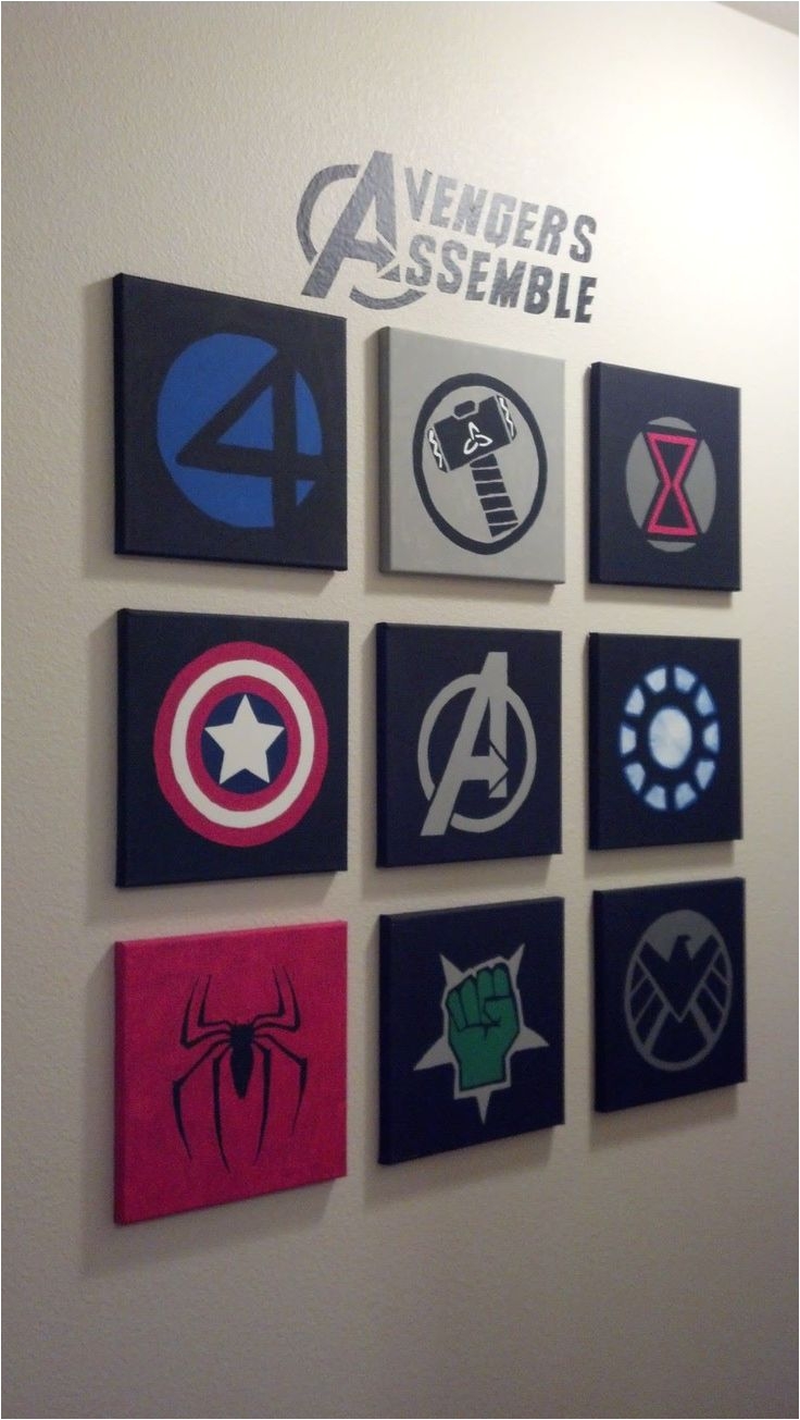 marvel avengers wall art made out of 10x10 canvases and acrylic paint visit to grab an amazing super hero shirt now on sale