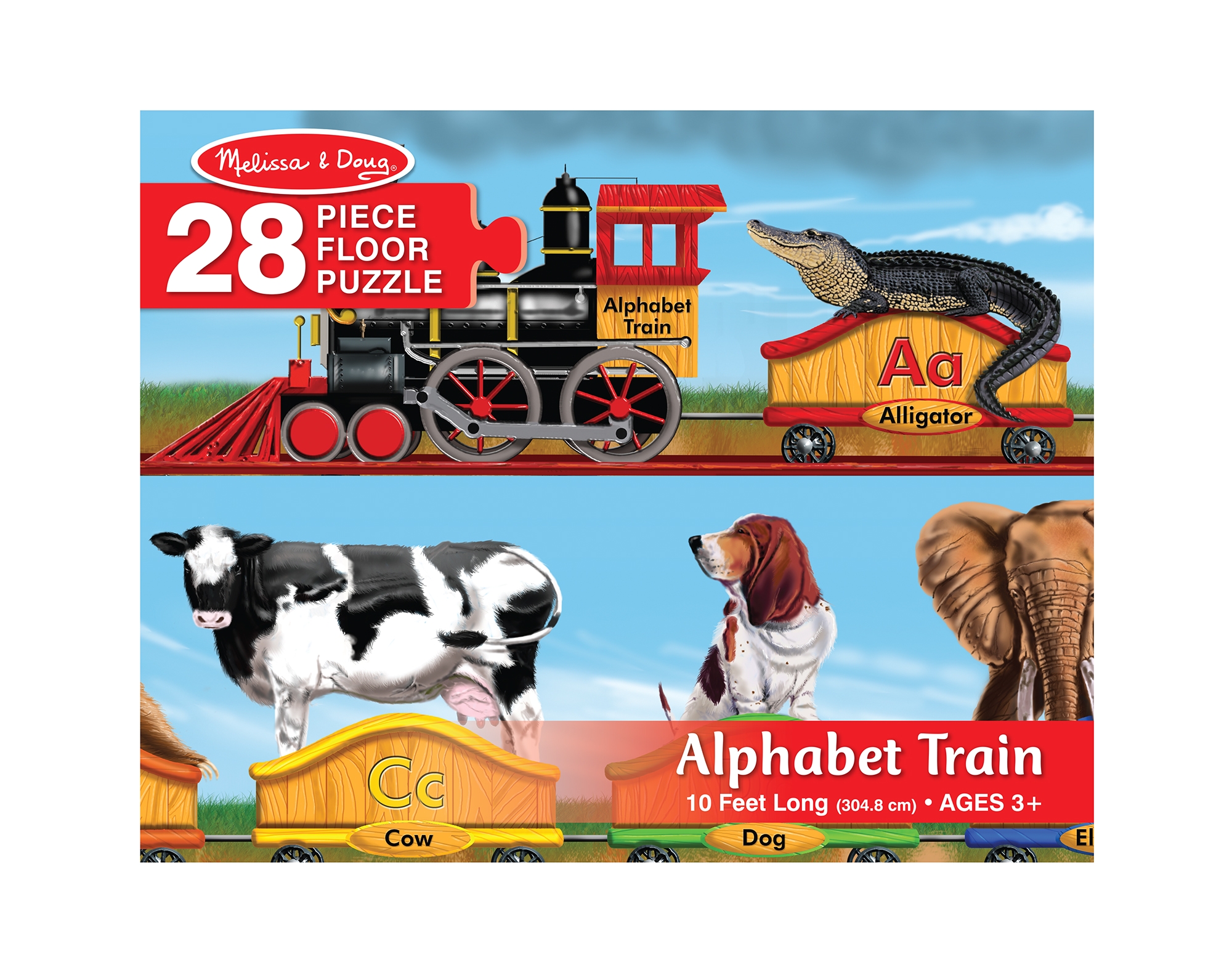 melissa doug alphabet train jumbo jigsaw floor puzzle letters and animals 28 pcs 10 feet long walmart com