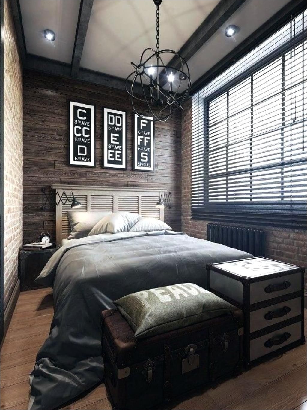 small minimalist masculine bedroom for men dark black and grey theme colors for small bedroom