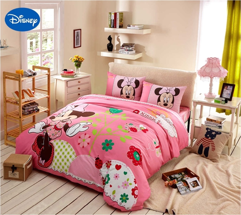 minnie mouse bedding cartoon bed sheet set cotton duvet cover girls comforters disney printed single twin