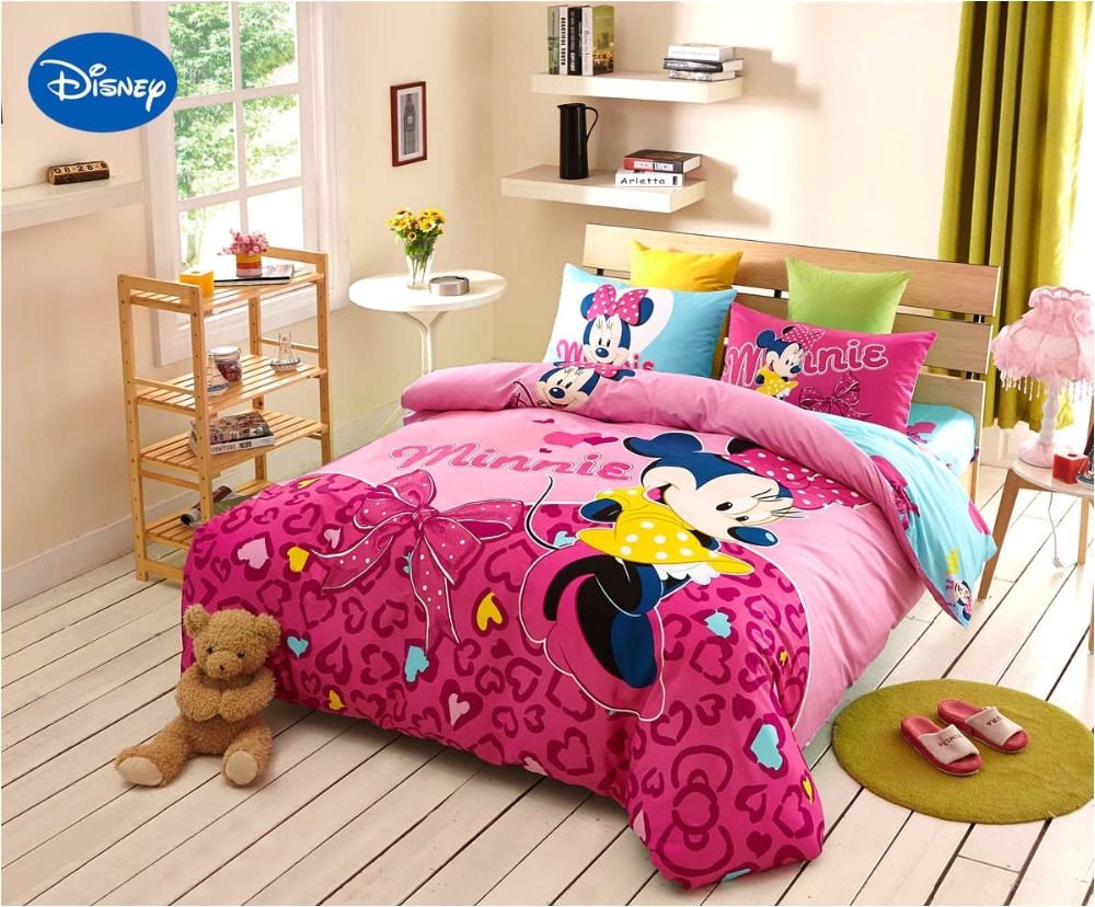 minnie mouse bedding cartoon disney printed bed sheet set cotton bed coverlet girls comforters single twin