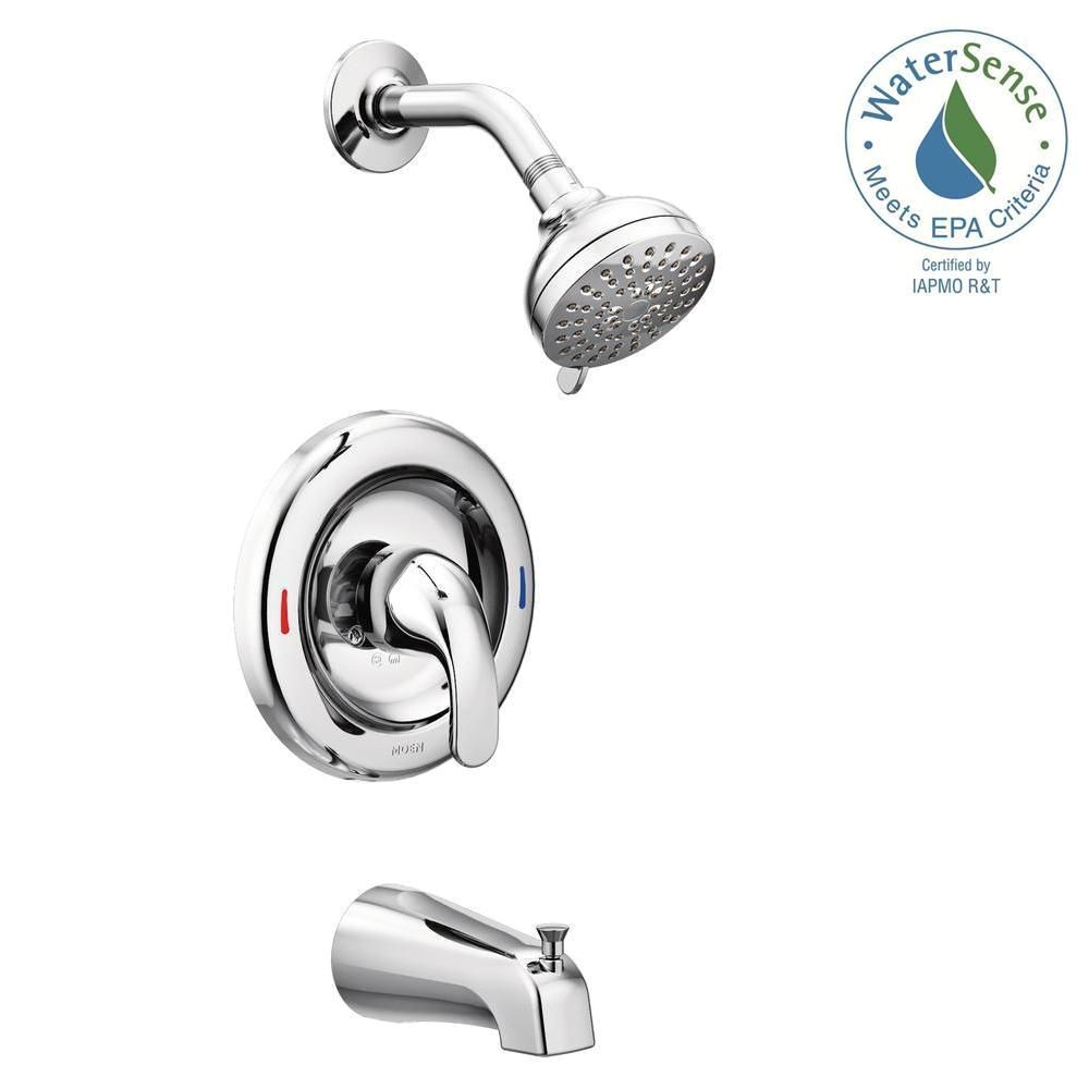 moen adler 4 spray tub shower faucet with valve in chrome 82603 moen