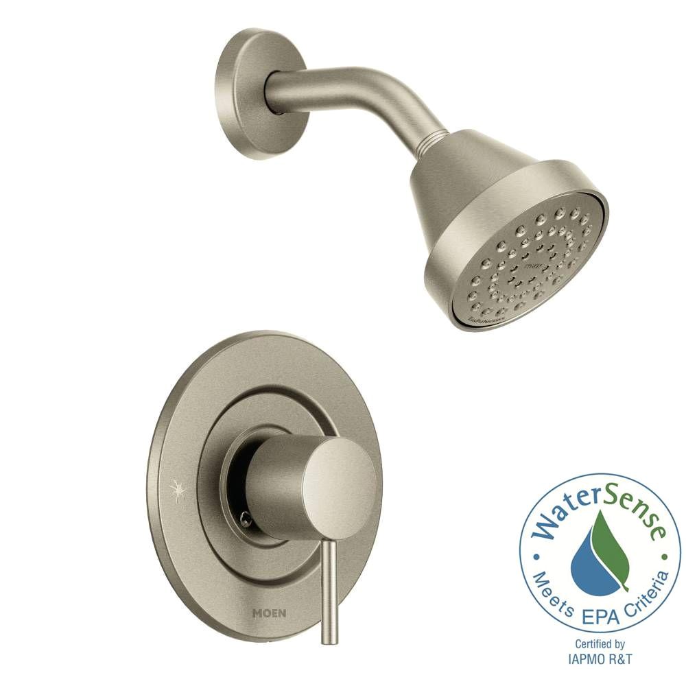 moen align single handle posi temp shower faucet trim kit in brushed nickel valve not included