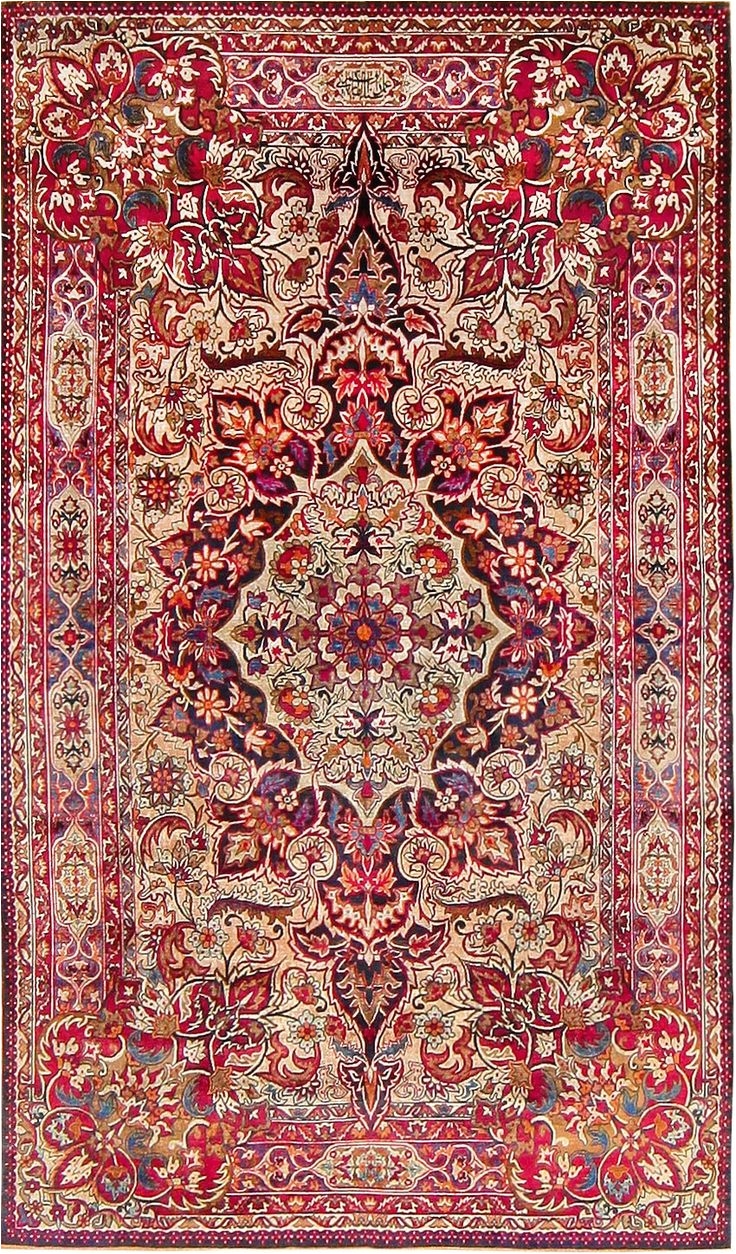 antique silk kerman rug by aboul ghasem kermani 47591