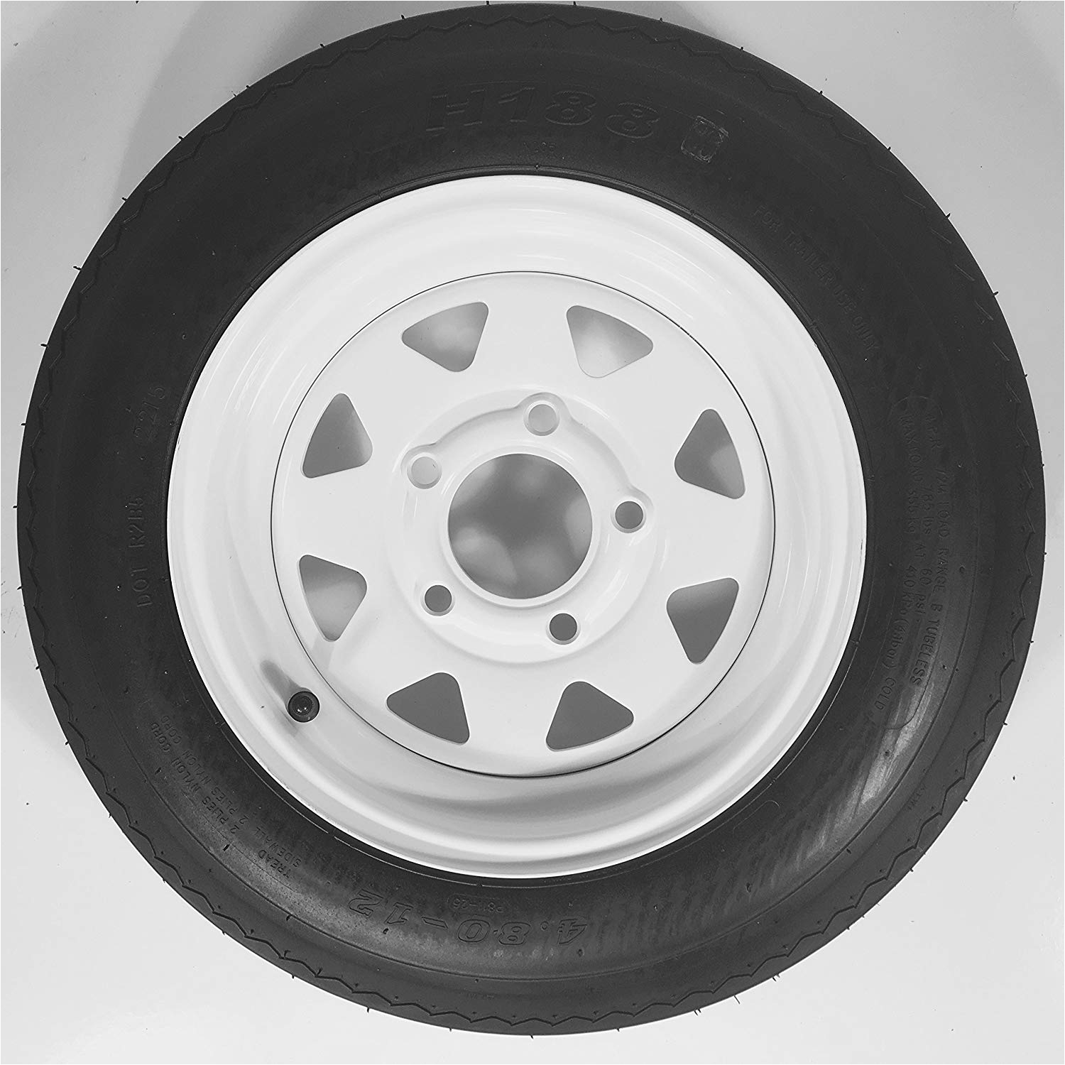 amazon com ecustomrim trailer tire rim 4 80 12 480 12 4 80 x 12 12 lrb 5 lug white wheel spoke automotive