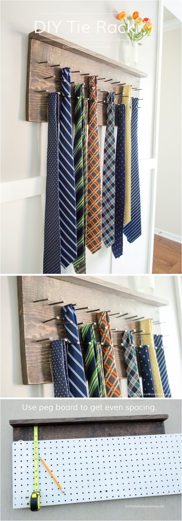 diy rustic wood tie rack tutorial with great tip for getting perfect spacing makes an