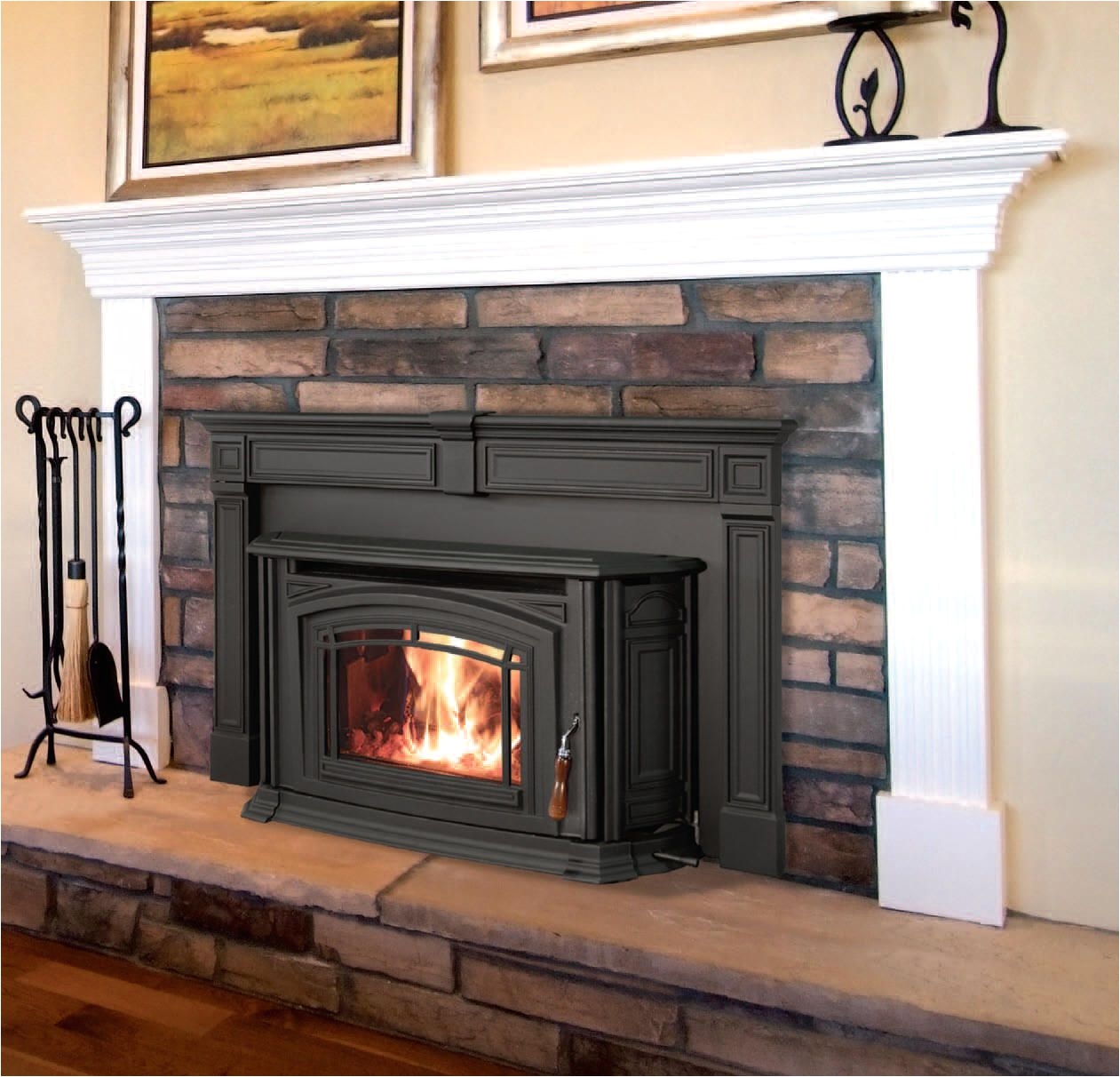 i like this pellet stove with a mantel