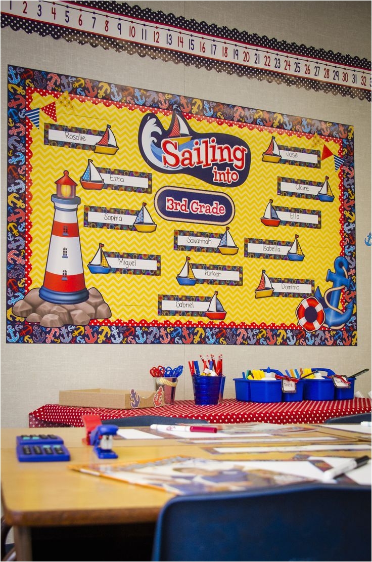 sailing into bulletin board set and anchor border trim are a match made in