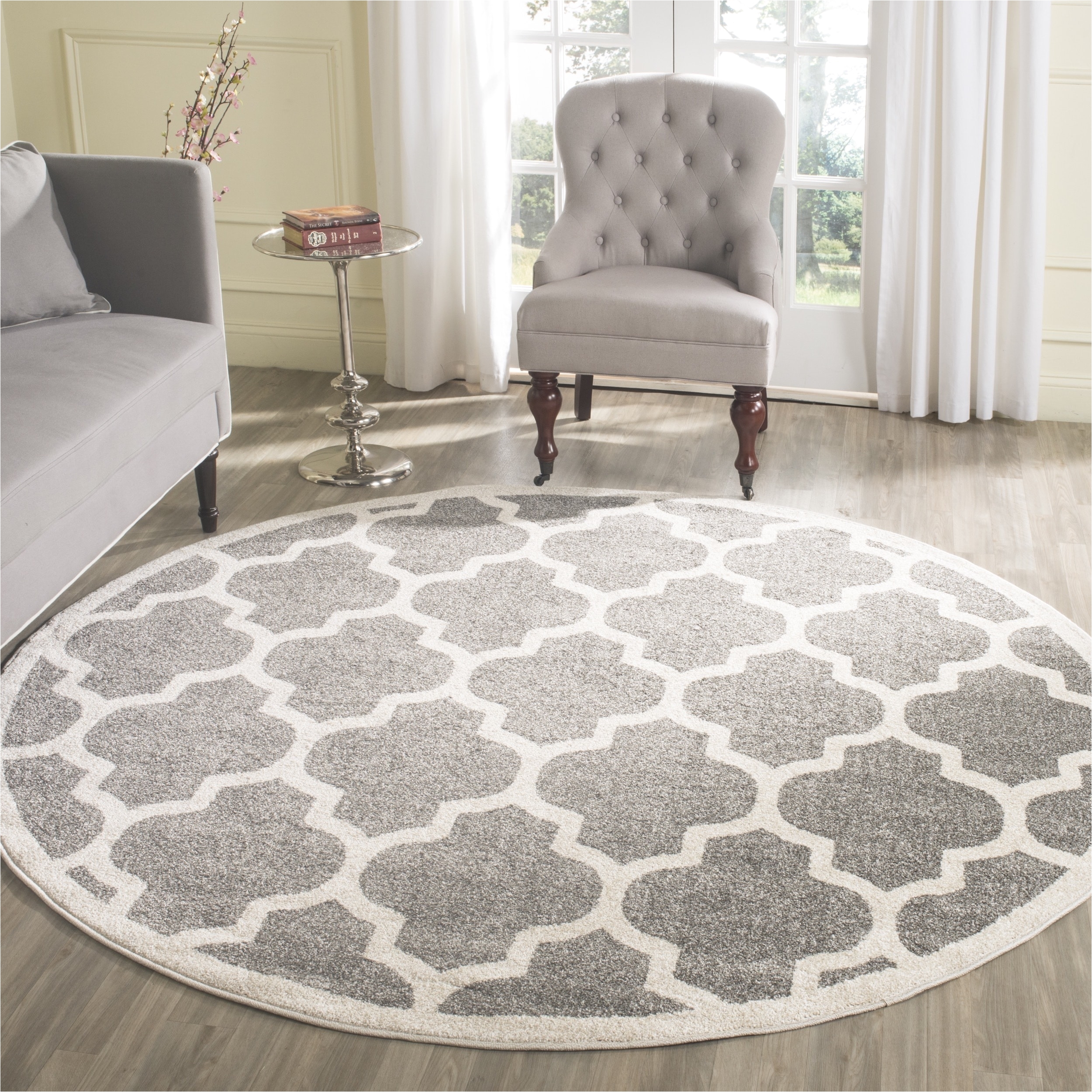 safavieh indoor outdoor amherst dark grey beige rug 9 round free shipping today overstock 16688639