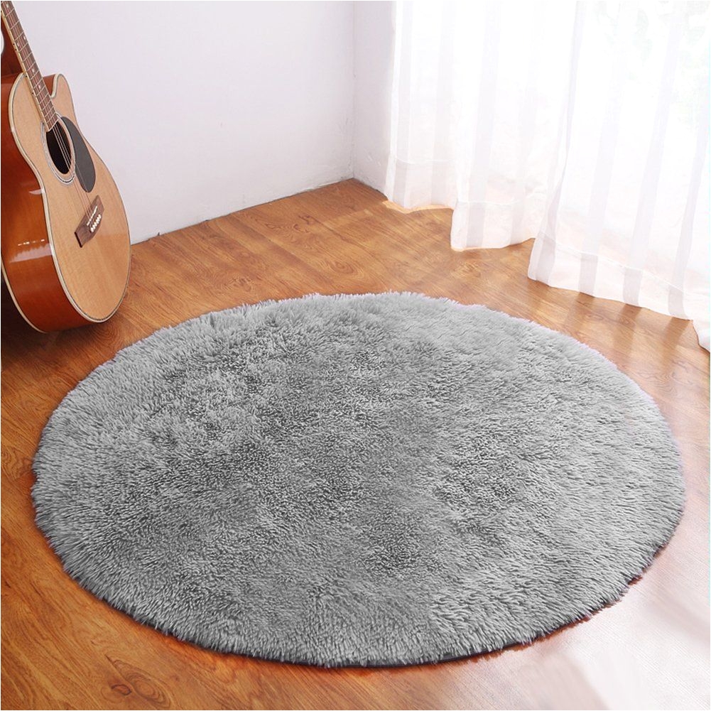 gwl ultra soft round rugs for bedroom anti slip shaggy kids room carpets woman yoga mat home decor rugs 4 feet gray check out this great