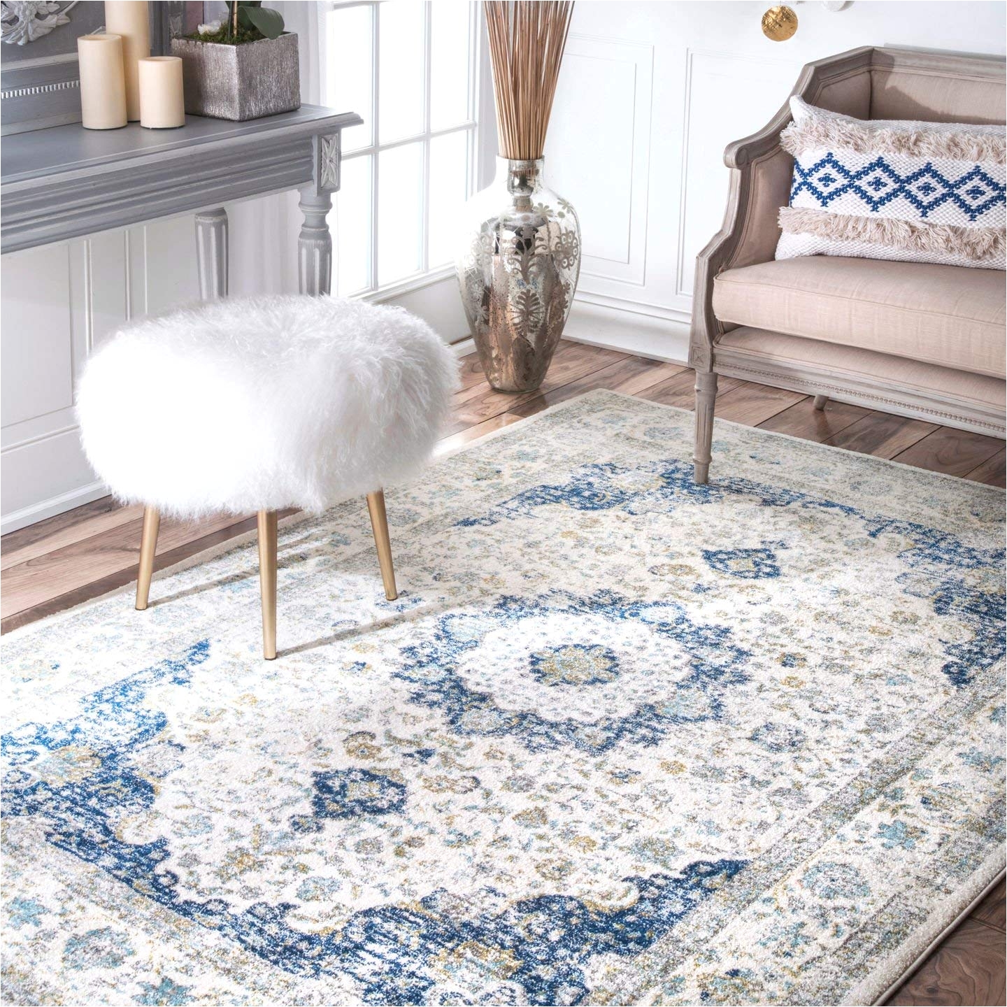amazon com nuloom traditional vintage distressed persian area rugs 3 x 5 blue kitchen dining
