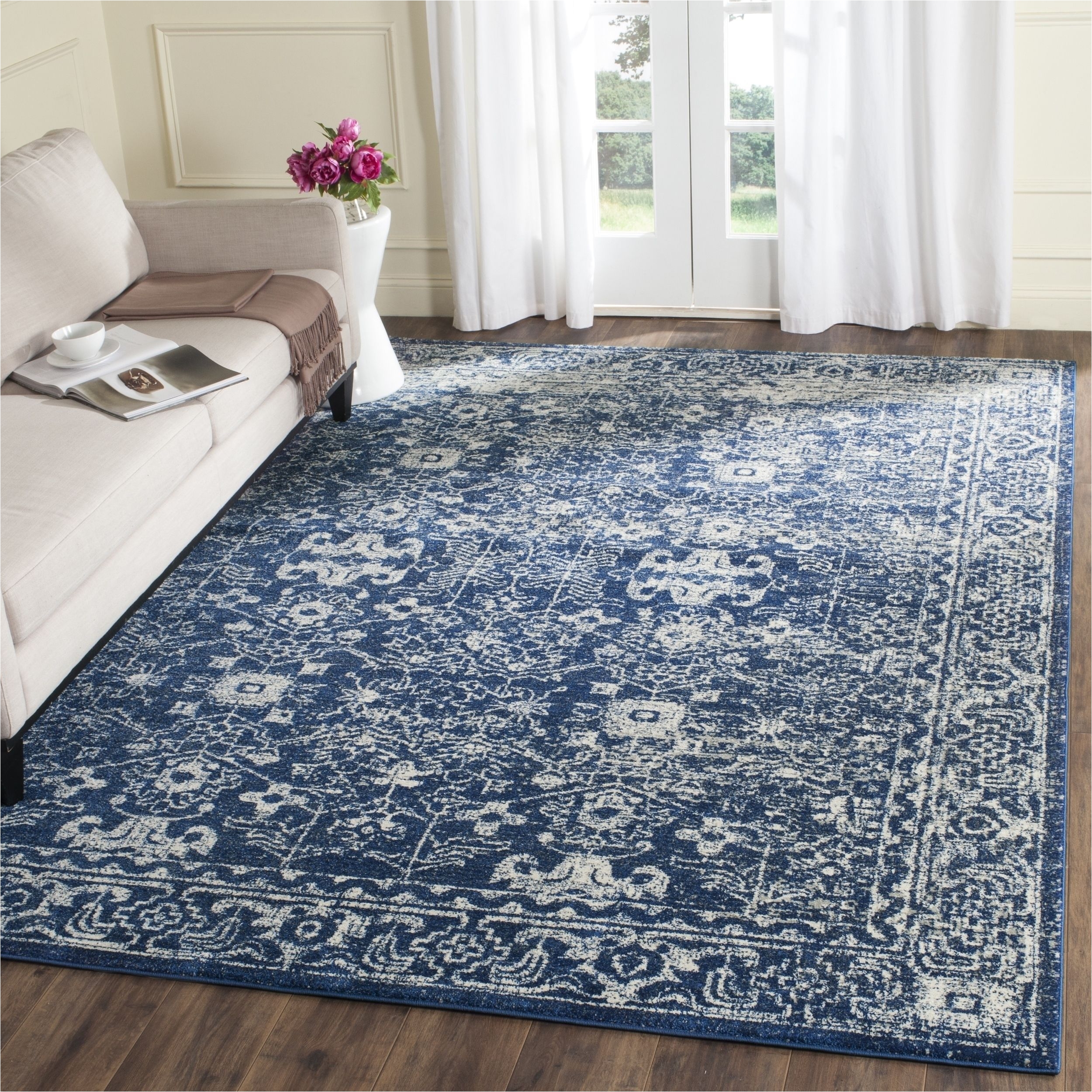 safavieh evoke vintage oriental navy blue ivory distressed rug 6 7 square evk270a 7sq size 6