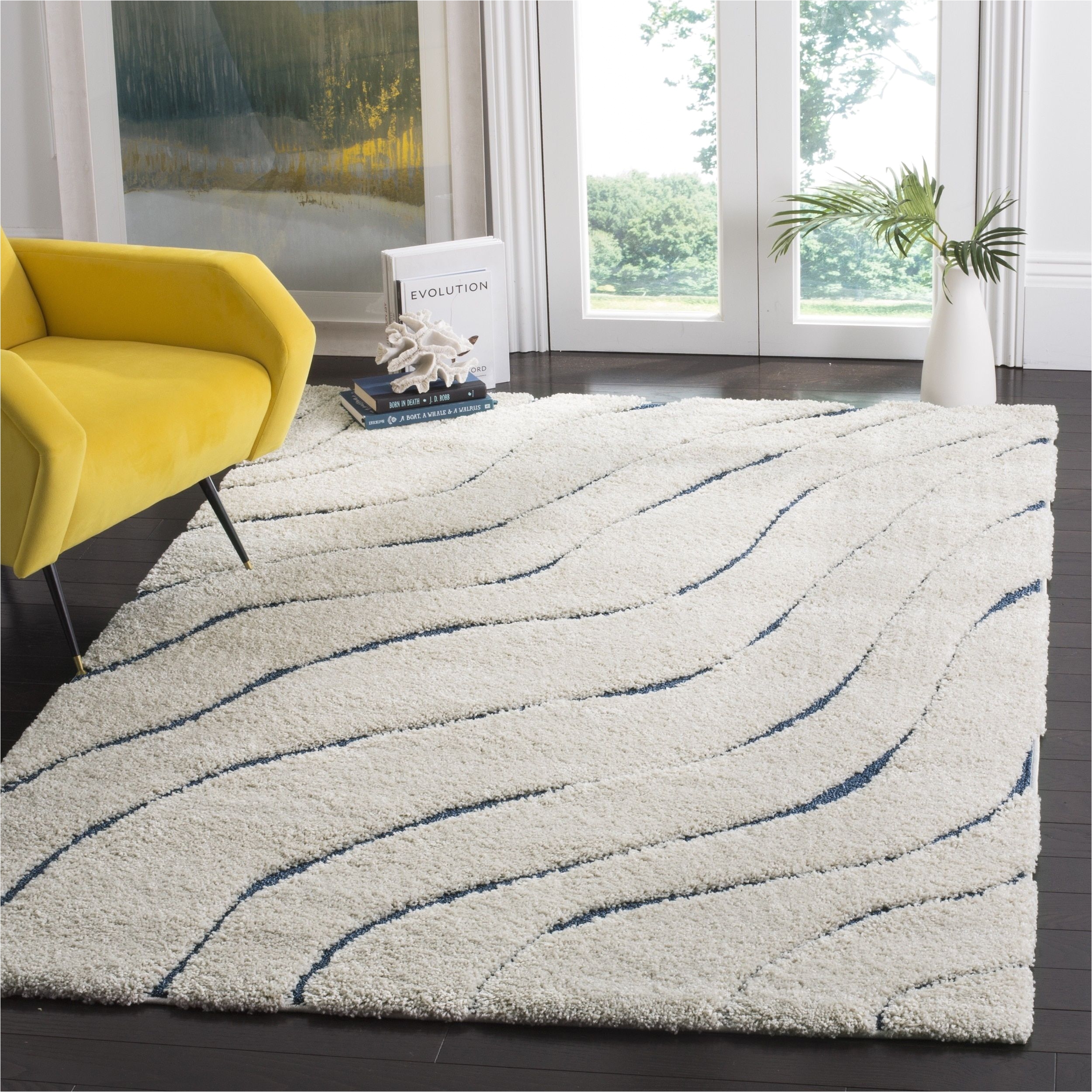 safavieh florida ultimate shag contemporary cream blue area rug 4 x 6