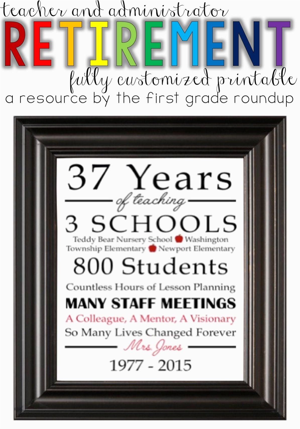 do you know a colleague retiring this year click to order this fully customized retirement printable for a retiring teacher administrator school nurse