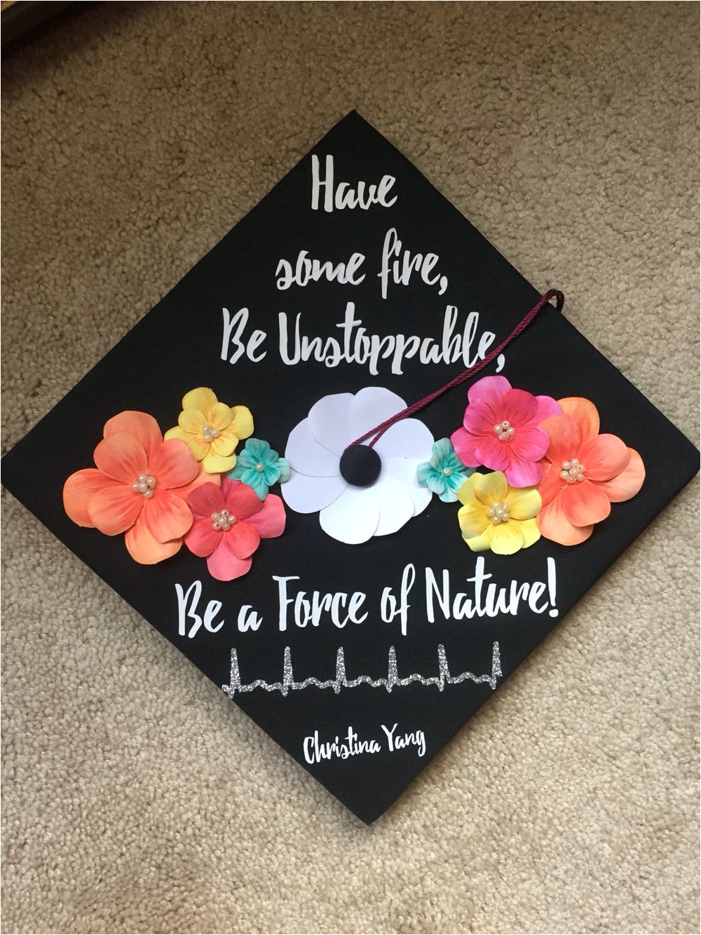 grey s anatomy inspired graduation cap for a pa student