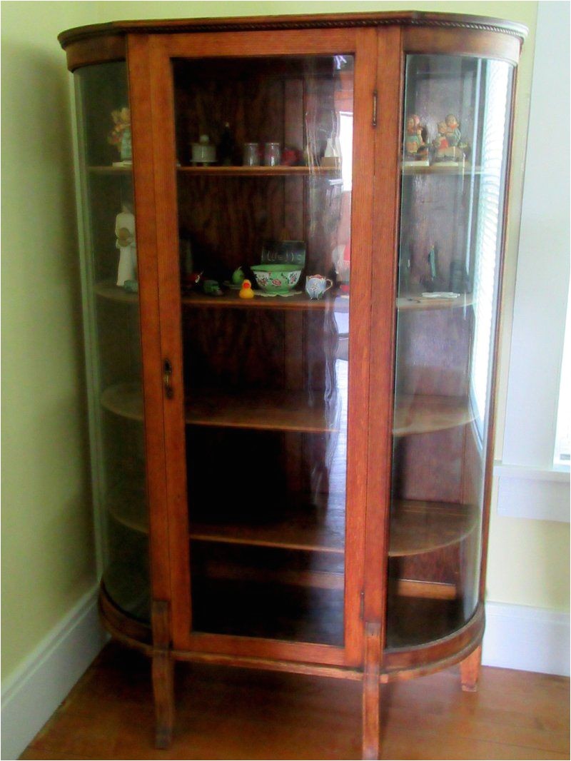 Oak Curio Cabinets for Sale Antique Oak Curio Cabinet Flat Glass Door Half Round Sides