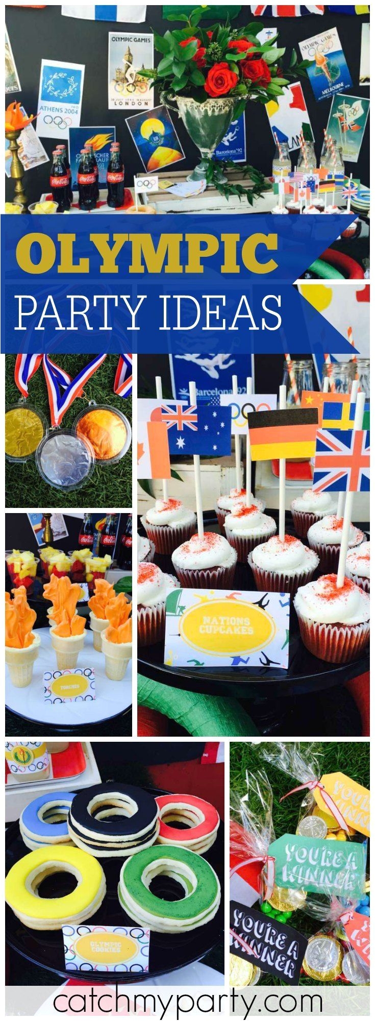 an olympics viewing party with lots of great themed party foods see more party ideas