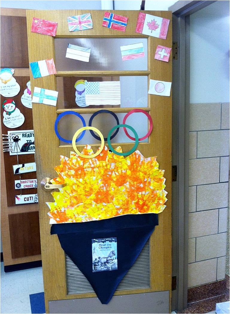 olympic door decoration submitted by lindsay springer of buffalo ny photo courtesy of janelle cox
