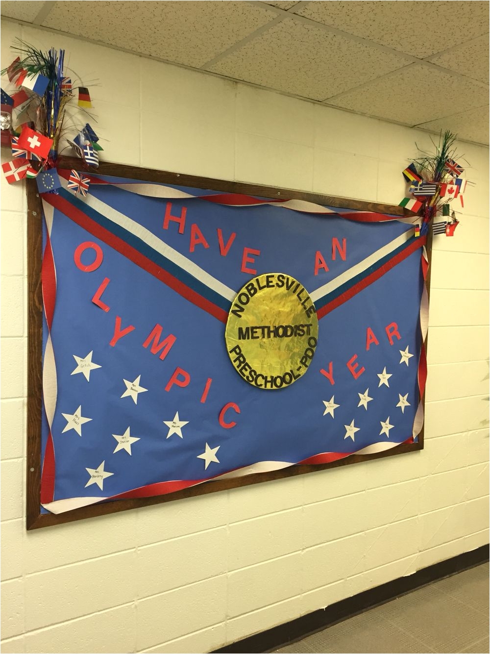 bulletin board for our preschool celebrating the olympics this year all the mini stars contain