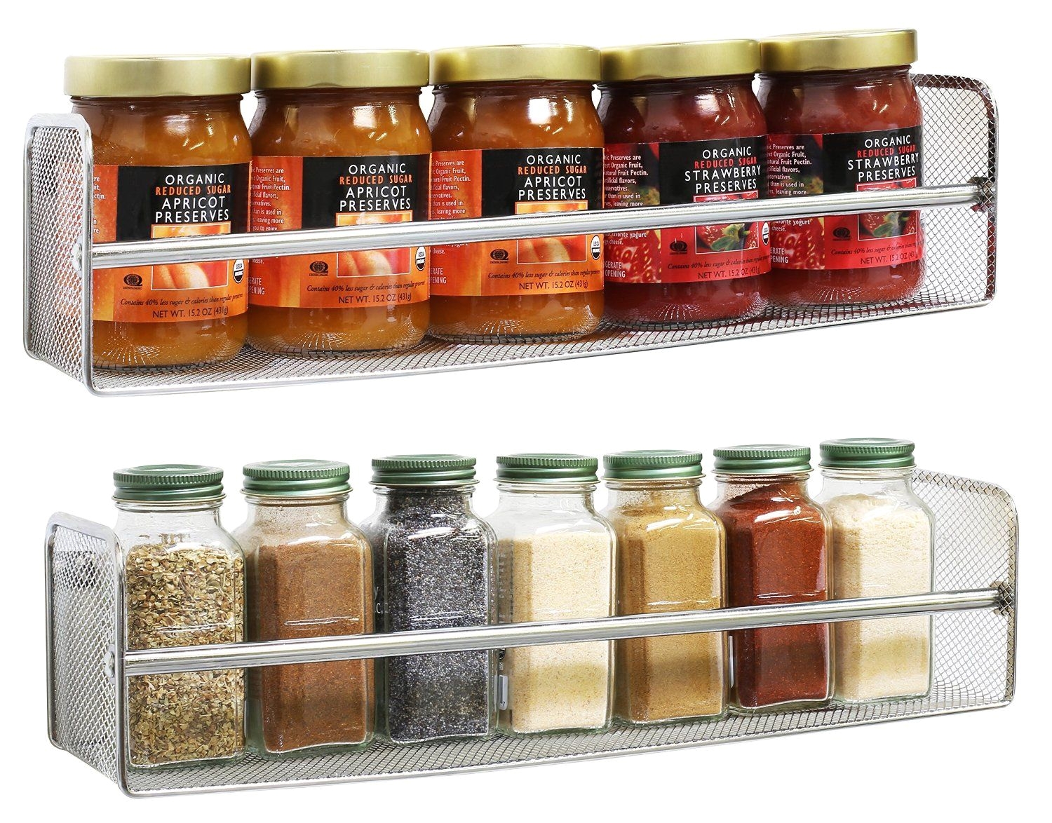 Organic Spice Rack Amazon Com Decobros 2 Pack Wall Mount Single Tier Mesh Spice Rack