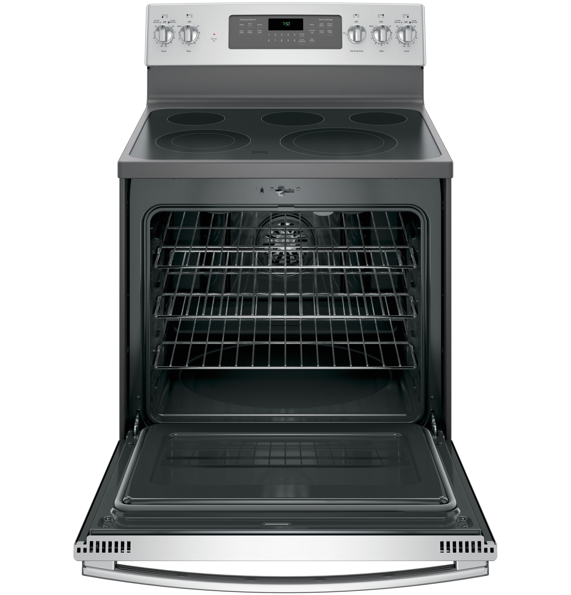ge 5 3 cu ft self cleaning freestanding electric convection range silver jb750sjss best buy