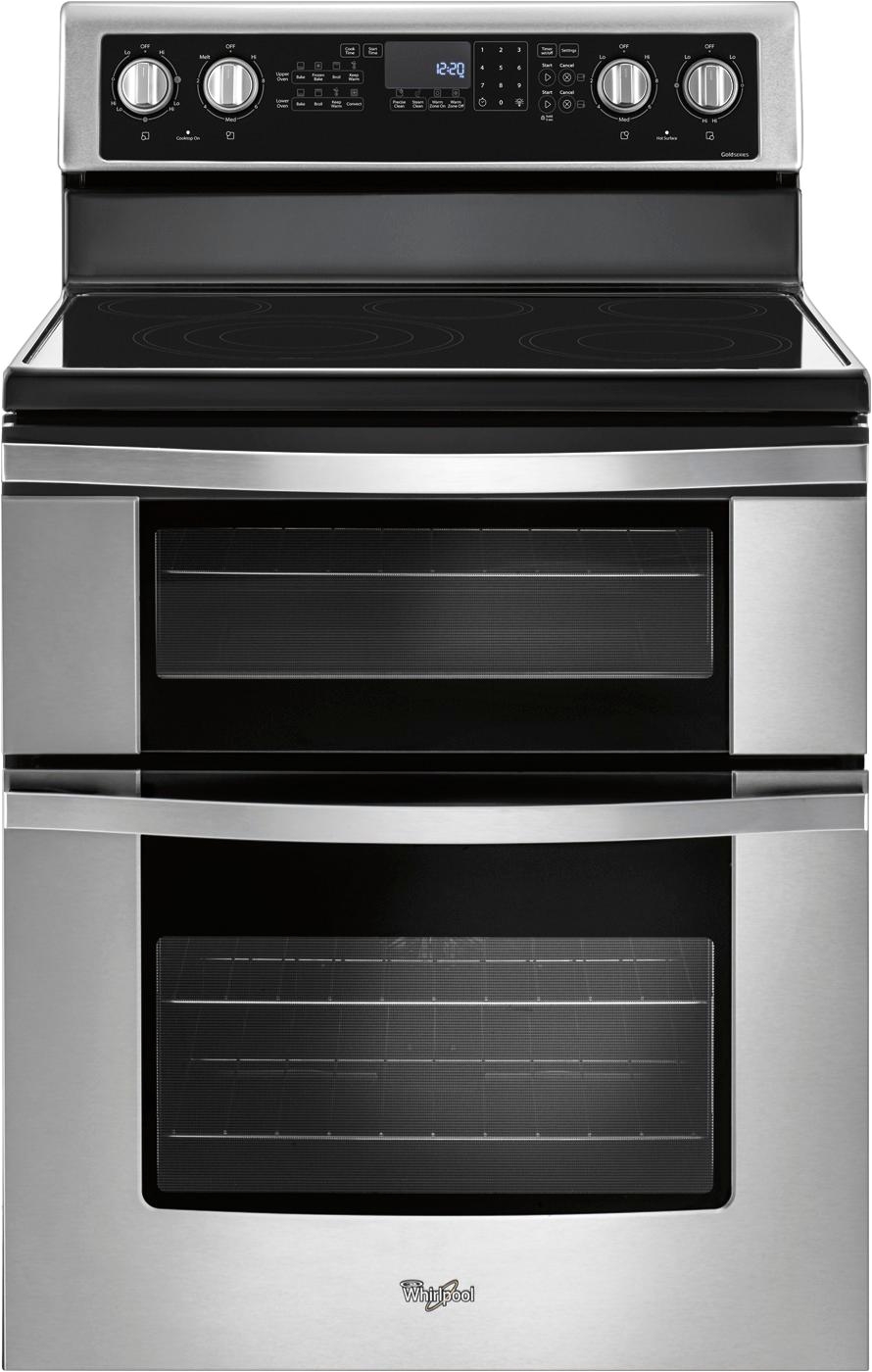 ft self cleaning freestanding double oven electric convection range silver wge745c0fs best buy