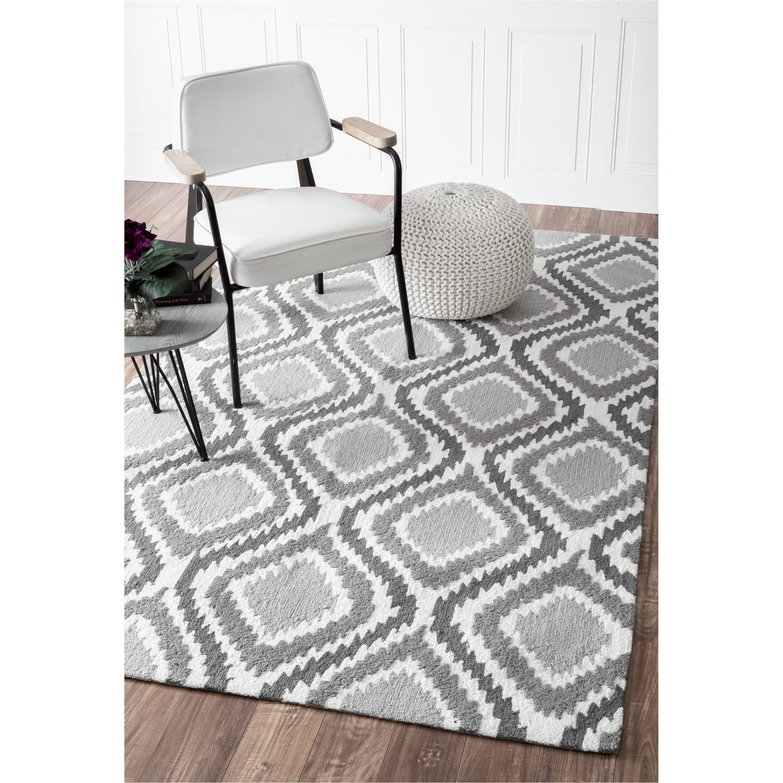 nuloom handmade modern ikat trellis grey rug 8 6 x 11 6