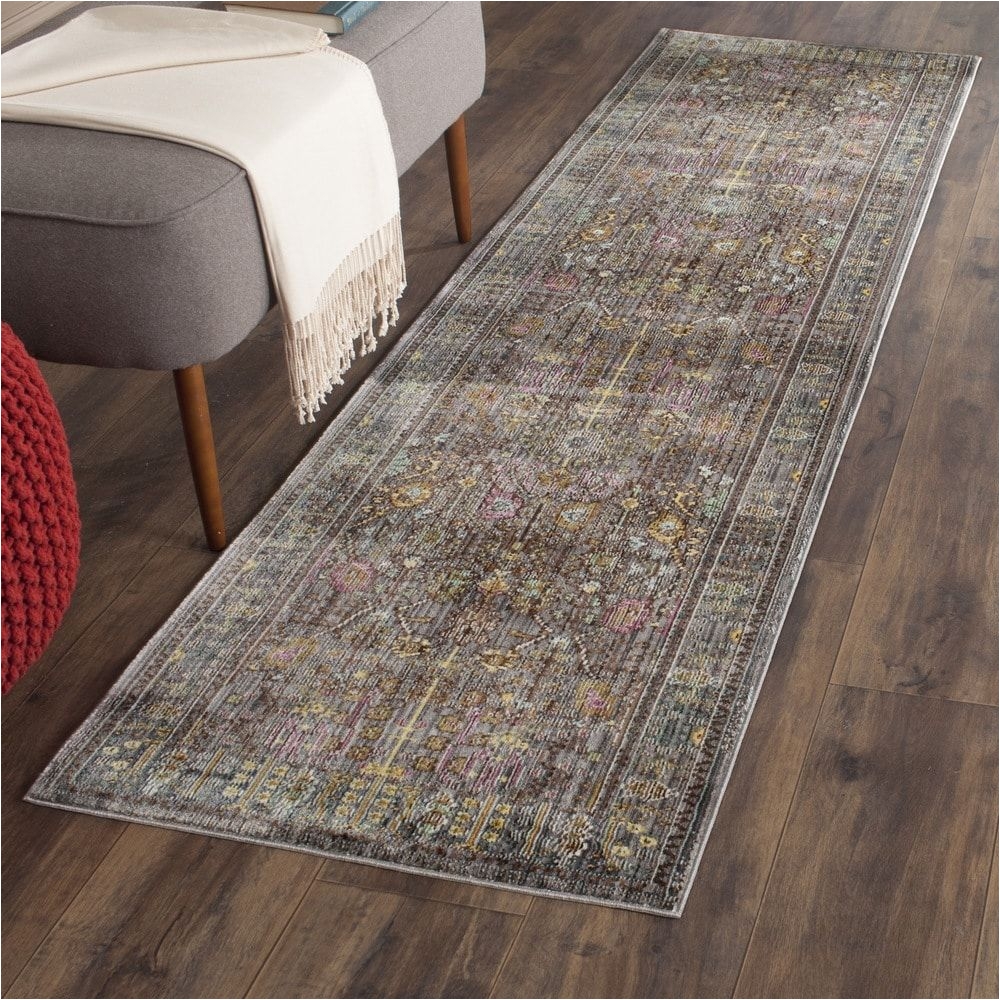 safavieh valencia grey multi distressed silky polyester rug 2 3 x 12 val108c 212 size 2 3 x 12