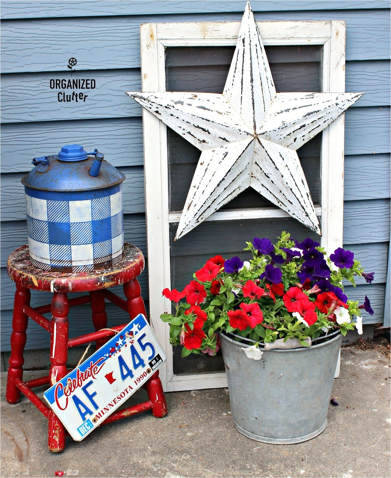 patriotic junk garden vignette organizedclutter net