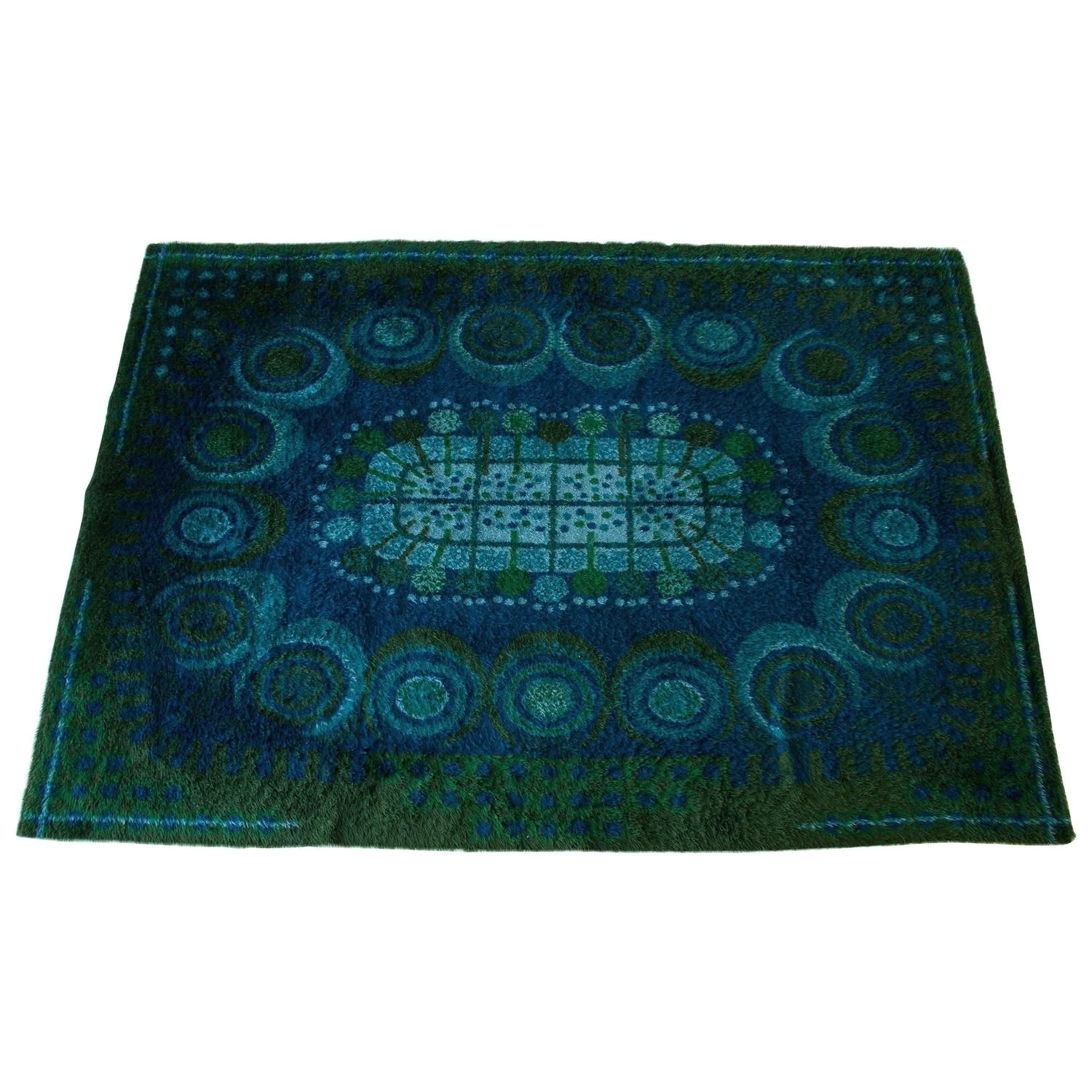 Peacock Color Bath Rugs Large Scandinavian Rya area Rug Rug Weaves Westerns and Peacock