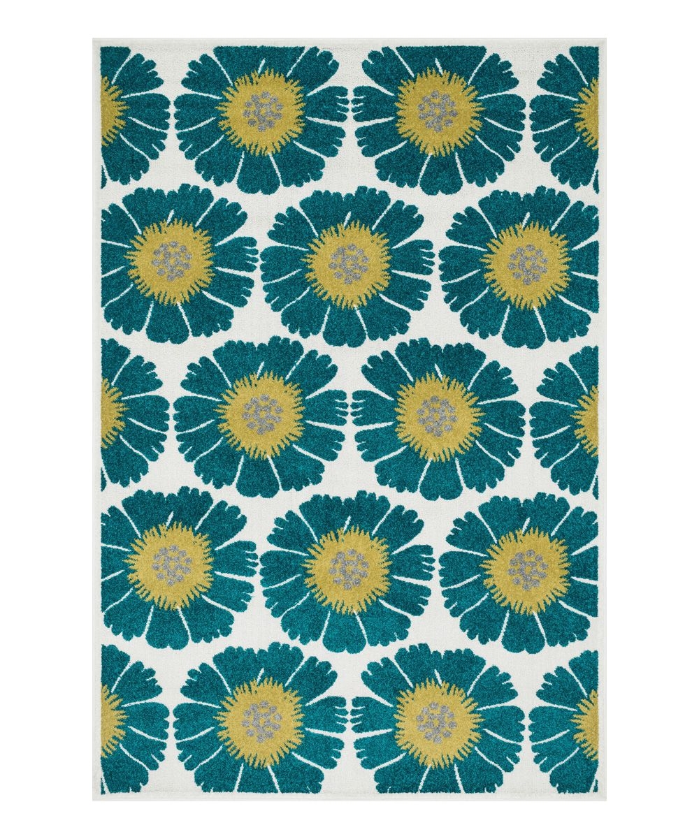 Peacock Color Rug Blue Flowerburst Catalina Indoor Outdoor Rug