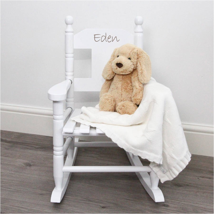 white personalised child s rocking chair