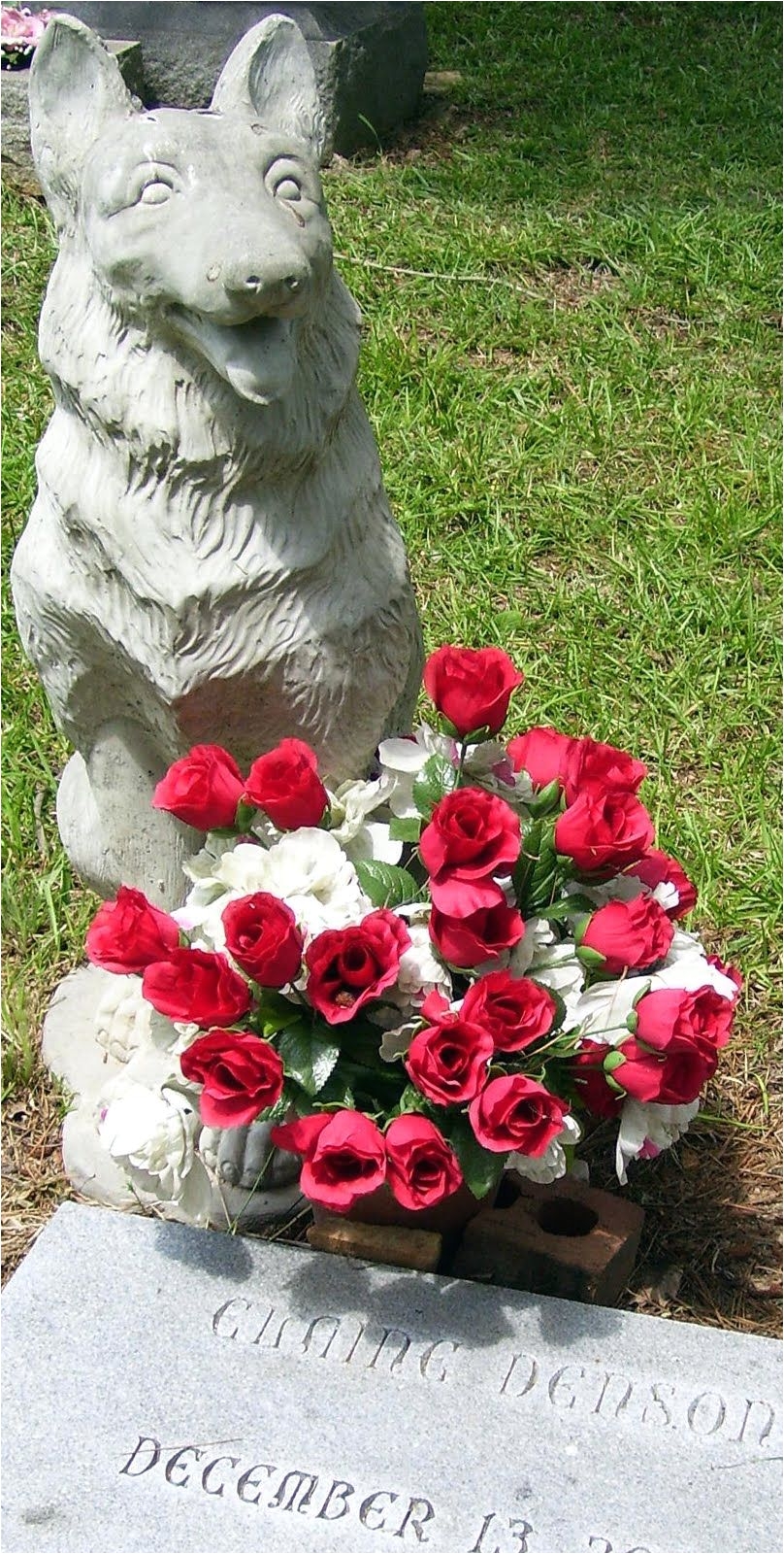 german shepherd statue at a tombstone photo from southern graves blog national pet week wordless wednesday 5 04 11