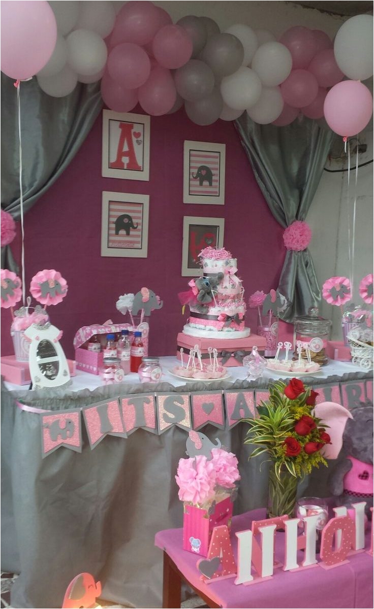 Pink And Gray Baby Shower Decoration Ideas Baby Shower Ideas