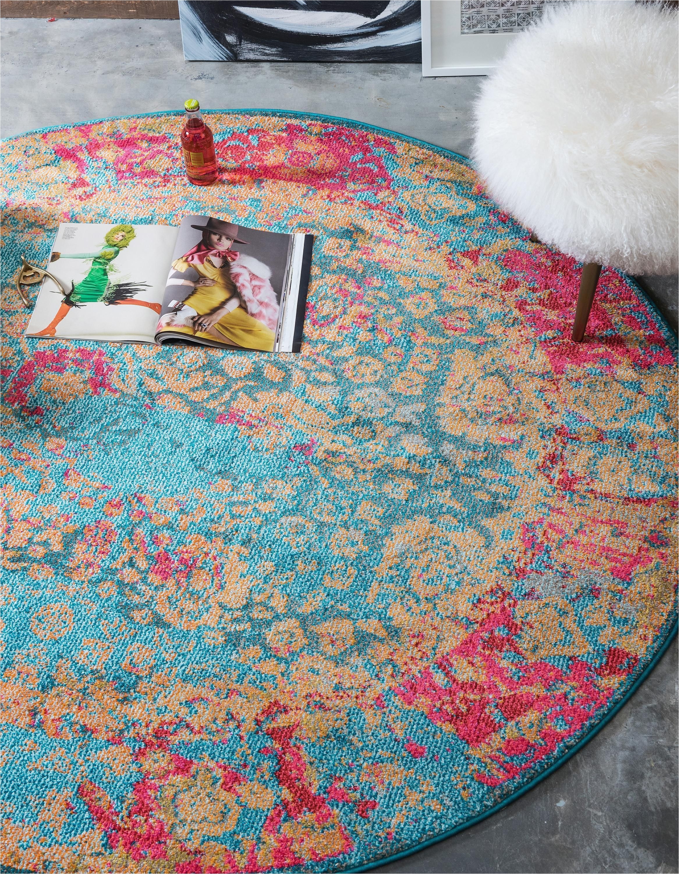 Pink Aztec Rug Blue 6 X 6 Palazzo Round Rug area Rugs Esalerugs Design My