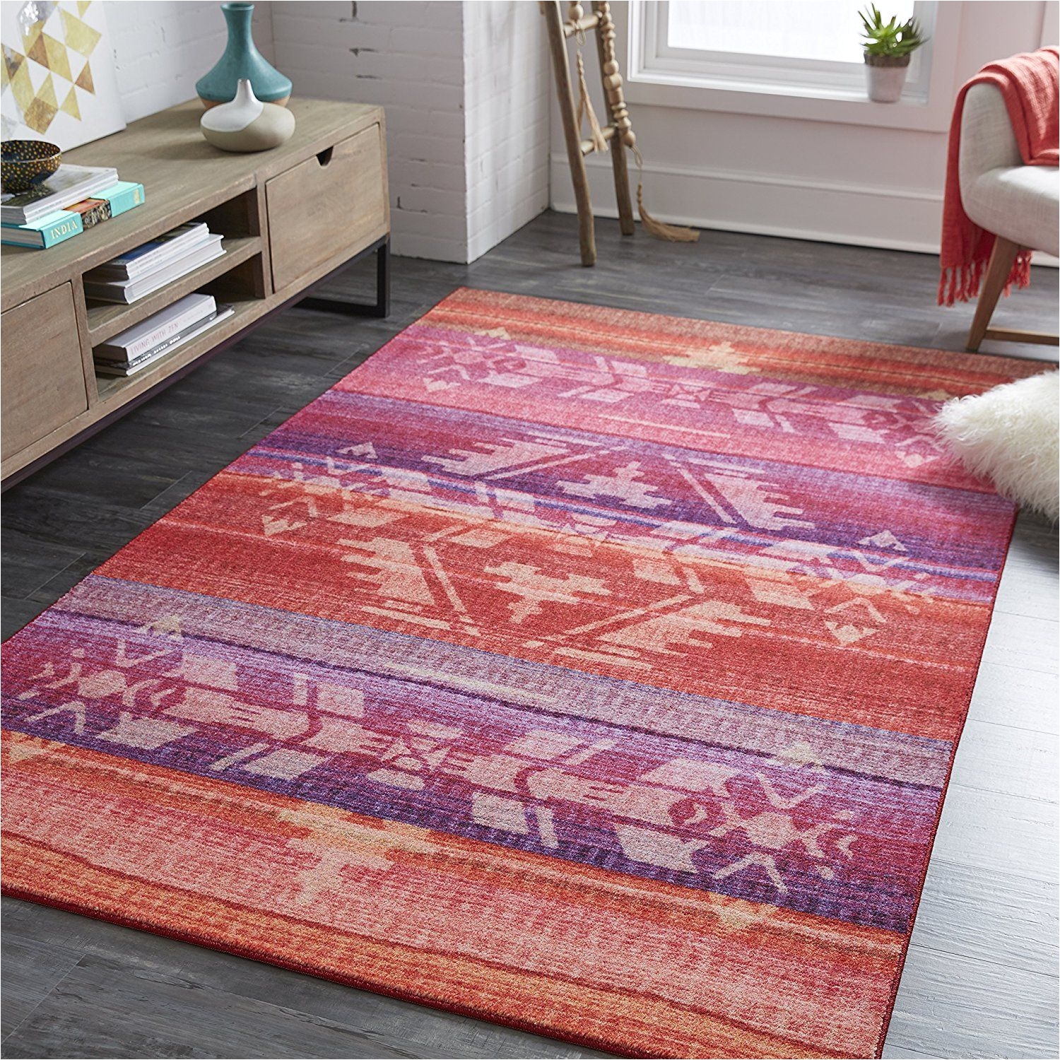 transform your boho space and pops of hot pink with mohawk s tribal blanket area rug