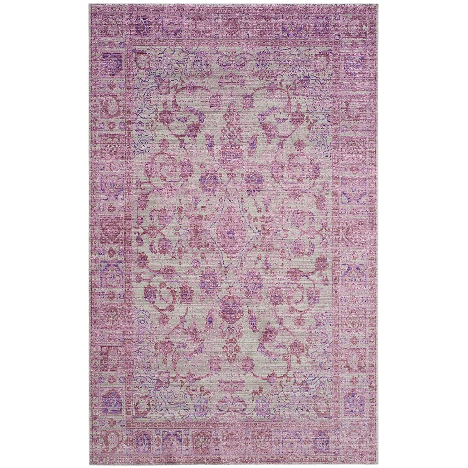 safavieh valencia collection val103h pink and multi vintage distressed silky polyester runner rug 2