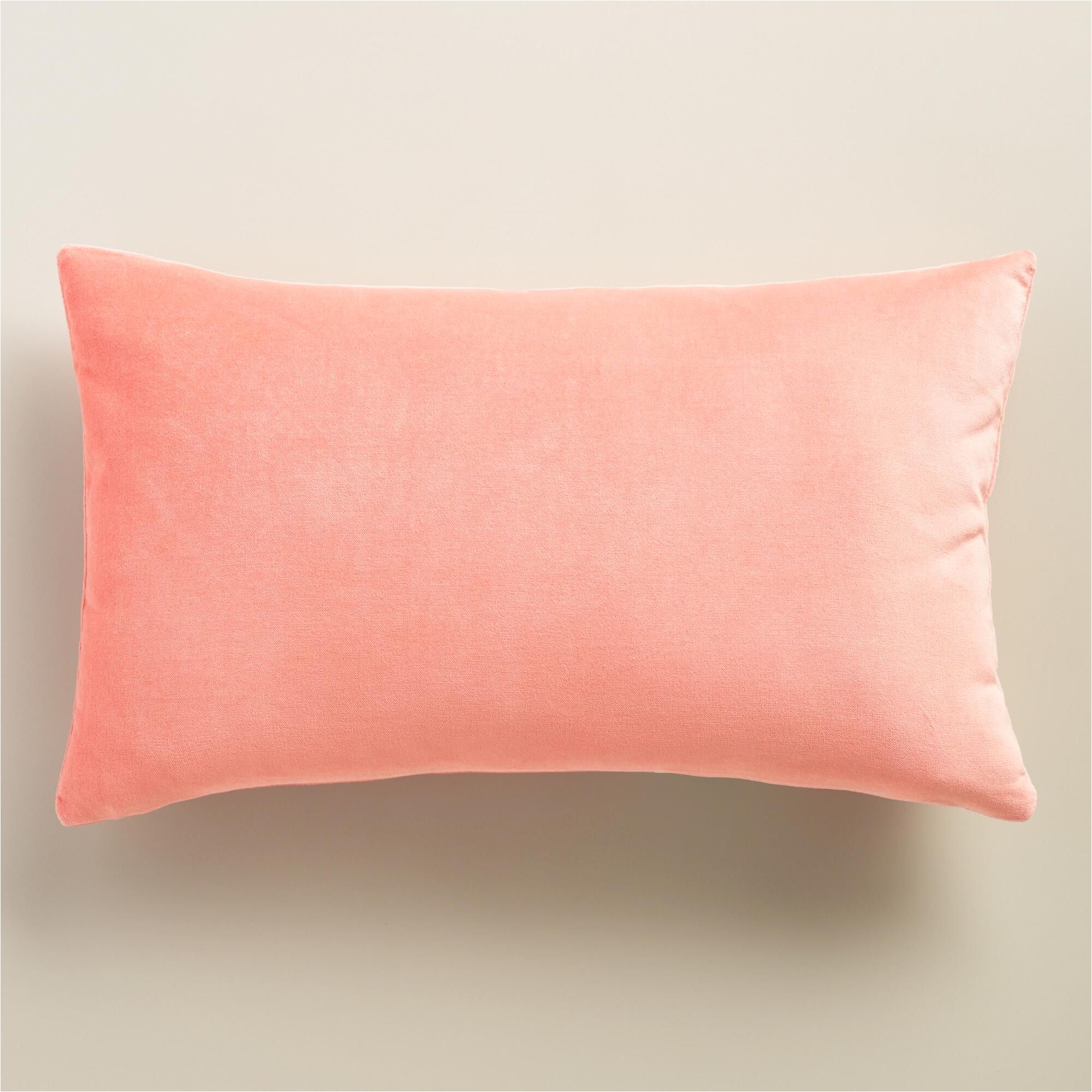 crafted of luxurious cotton velvet our soft pink lumbar pillow is a plush update for