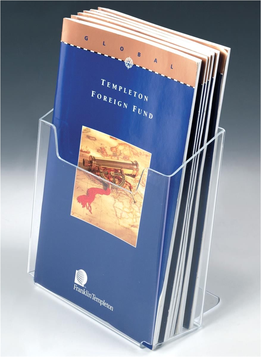 single pocket acrylic brochure holder for tables for 5 5 inch wide literature clear