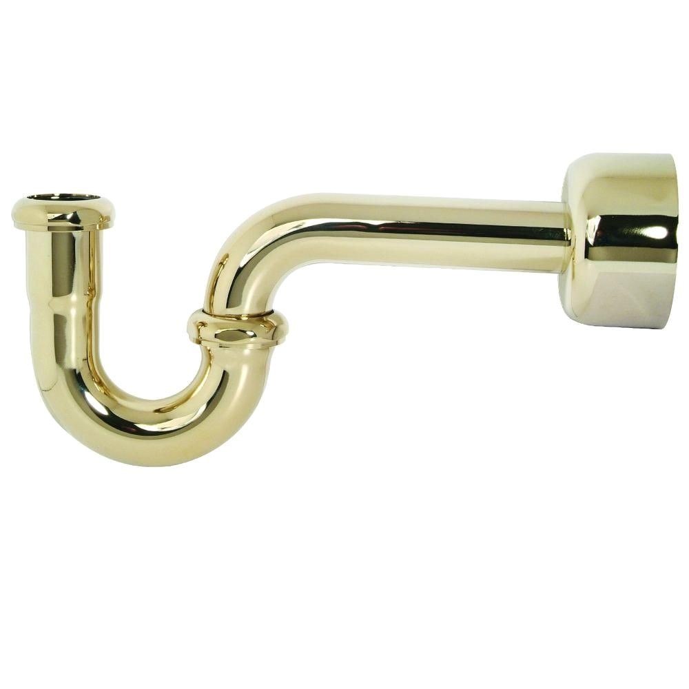brass p trap assembly with box escutcheon and 1 1 4 in