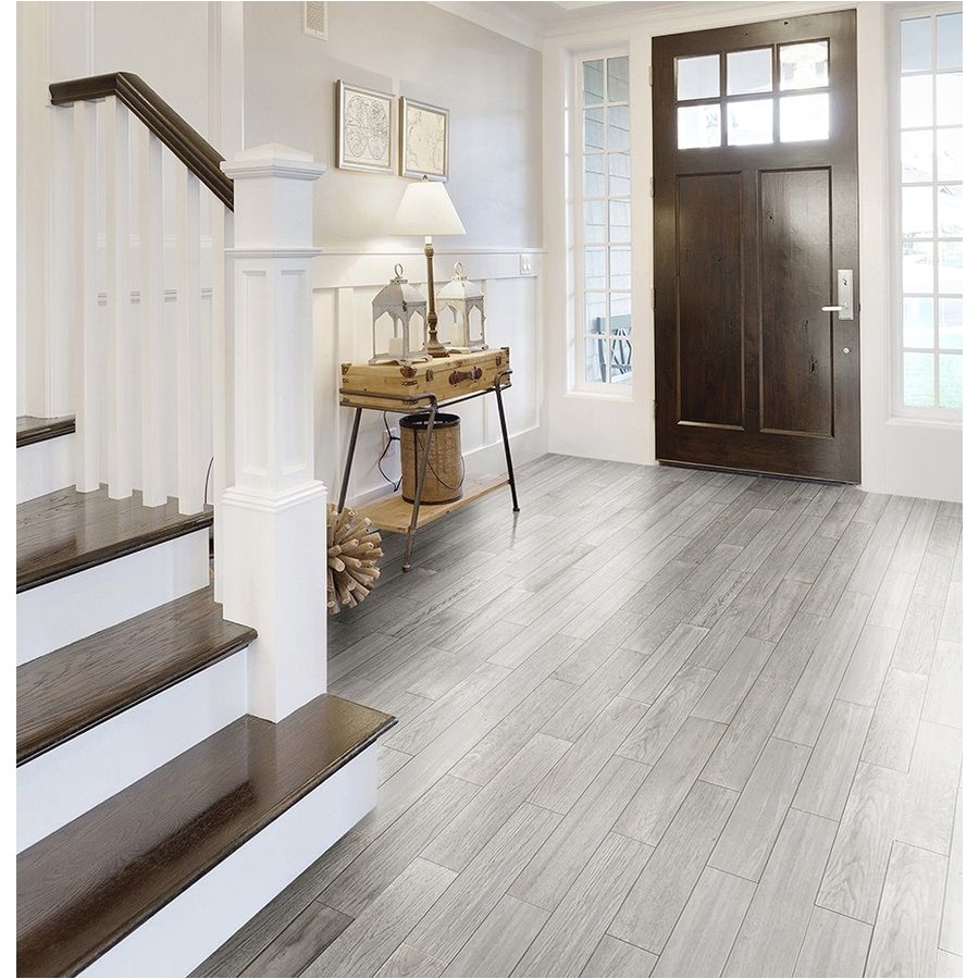style selections eldon white wood look porcelain floor tile common 6 in x 24 in actual 23 62 in x 5 79 in