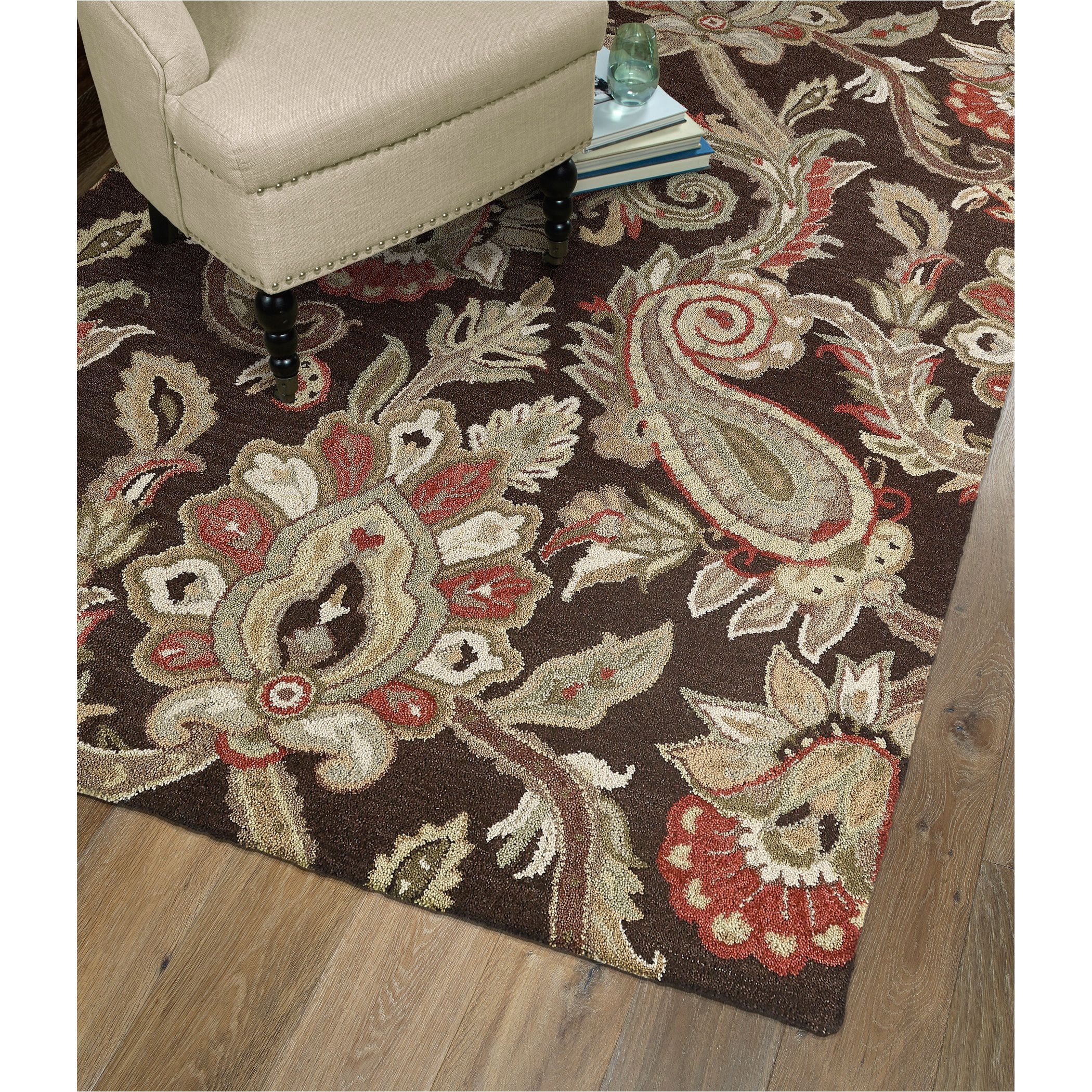 kaleen rugs christopher kashan hand tufted chocolate paisley rug 10 x 14 10 0 x 14 0 brown size 10 x 14 wool border
