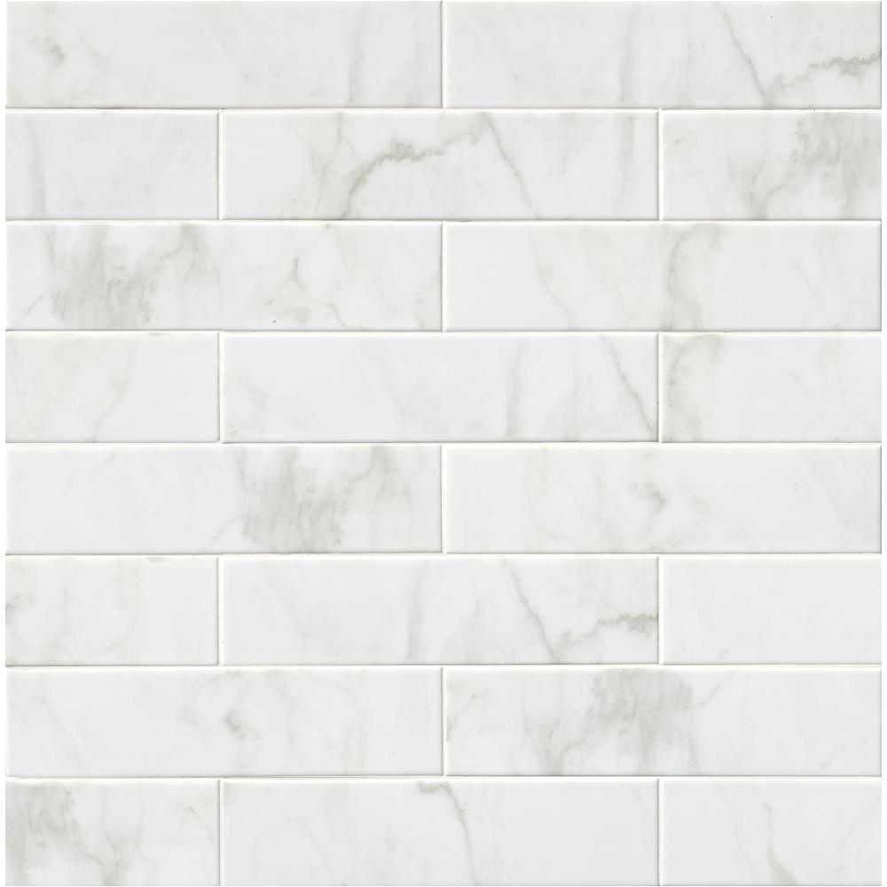 msi marmi blanco white 4 in x 16 in glazed ceramic wall tile