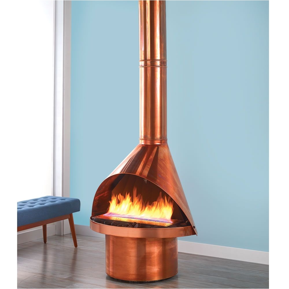 the malm ventless copper fireplace hammacher schlemmer