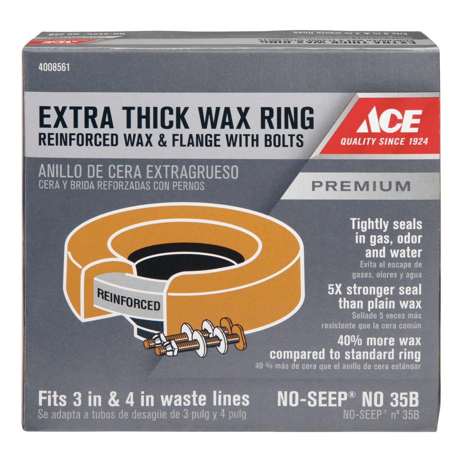 ace toilet bowl gasket with flange 3 id 4 od